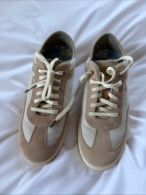 OluKai Men’s Beige and Cream Suede Mesh Sneakers